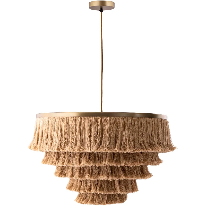 Glass Ceiling Lights with Frosted, Colored, or Etched GlassSalome Fringe Pendant Brass/Natural