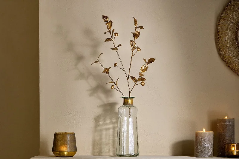 Art Deco Ceiling Lights with Geometric Patterns and Metallic FinishesSan Stem Foliage - Antique Brass