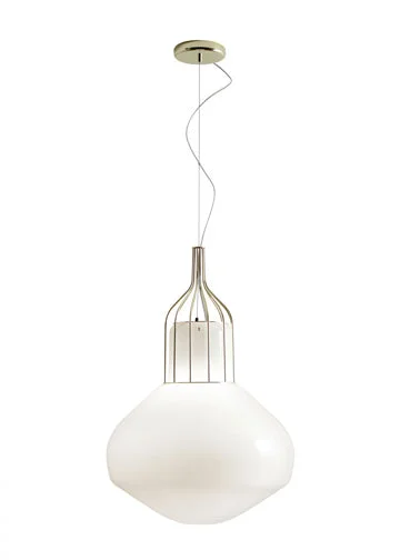 Japanese - Inspired Ceiling Lights with Shoji - Screen - like DiffusersAerostat F27 White Glass Pendant From Fabbian