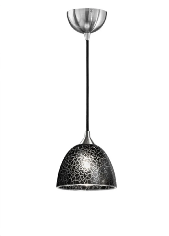 Glass Ceiling Lights with Frosted, Colored, or Etched GlassGolspie Small Crackled Black Glass Single Pendant - ID 5904